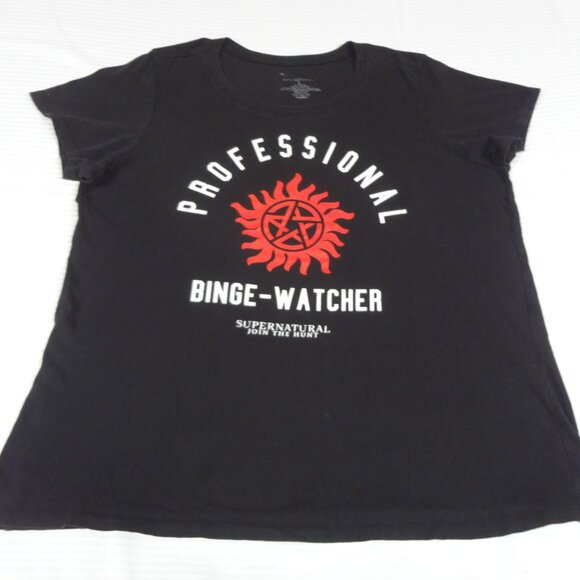 SUPERNATURAL PROFESSIONAL BINGE-WATCHER - WOMENS BLACK 2XL T-SHIRT L174 - Picture 2 of 3